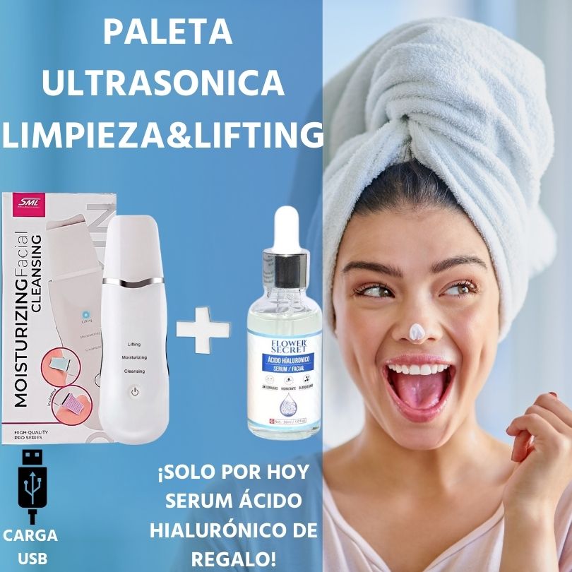 PALETA ULTRASONICA MICROCORRIENTE [LIMPIEZA&LIFTING] +🎁REGALO[ÁCIDO HIALURÓNICO]